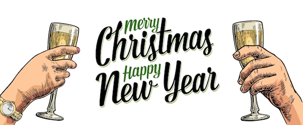 Merry Christmas Happy New Year lettering