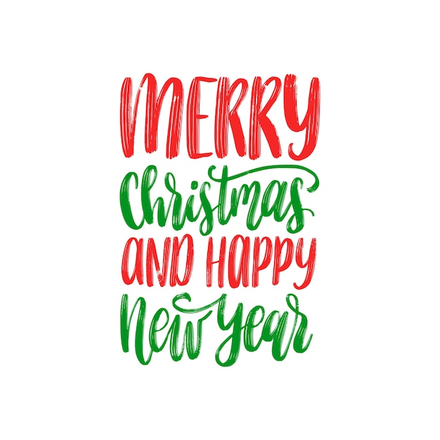 Merry christmas and happy new year lettering