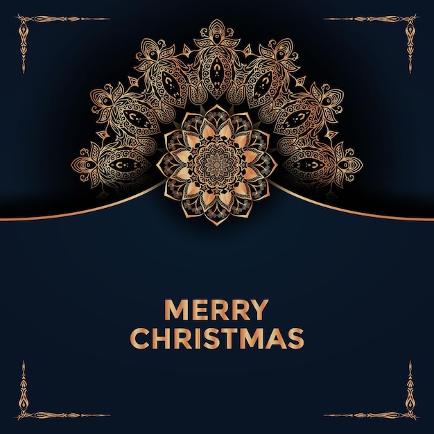 Merry Christmas and Happy New Year mandala background design premium vector