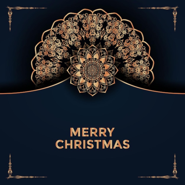 Merry Christmas and Happy New Year mandala background design premium vector