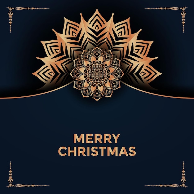 Merry christmas and happy new year mandala background design premium vector