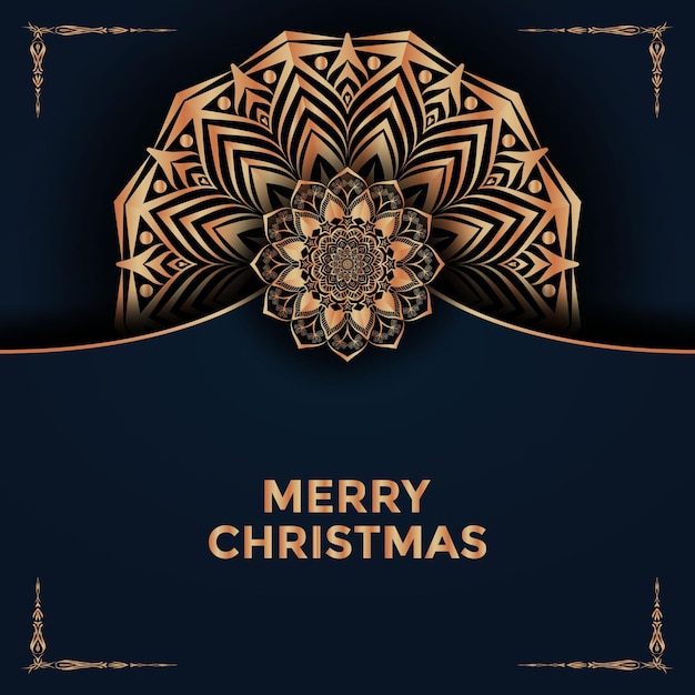 Merry Christmas and Happy New Year mandala background design premium vector