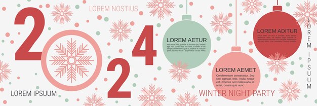Merry Christmas and Happy New Year minimalistic style vector banner template