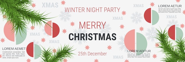 Vector merry christmas and happy new year minimalistic style vector banner template