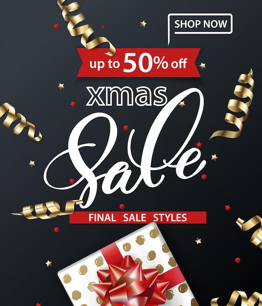 Merry christmas and happy new year pattern of sales banners with christmas branches sale concept