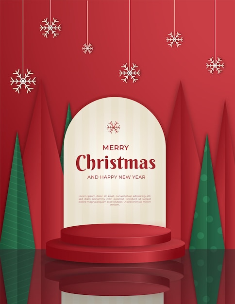 Vector merry christmas and happy new year podium background