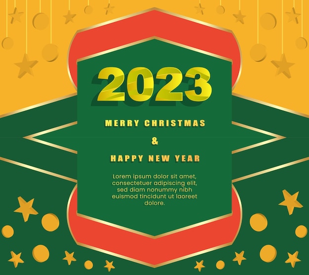 Merry christmas and happy new year post with green abstract background