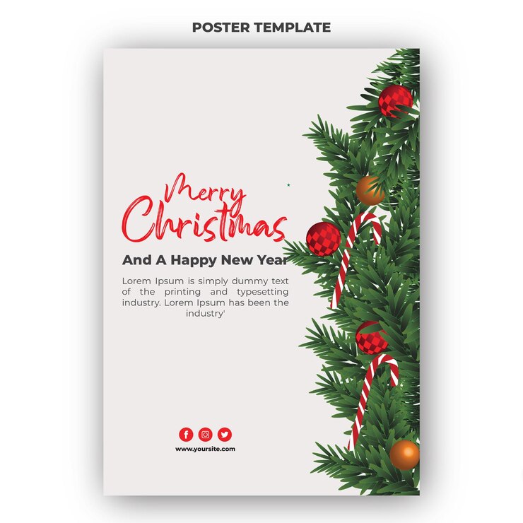 Merry Christmas and a happy new year poster template