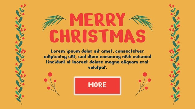 Vector merry christmas happy new year poster web page or banner template with tree branch