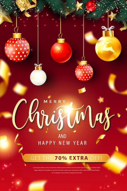 Merry christmas and happy new year poster