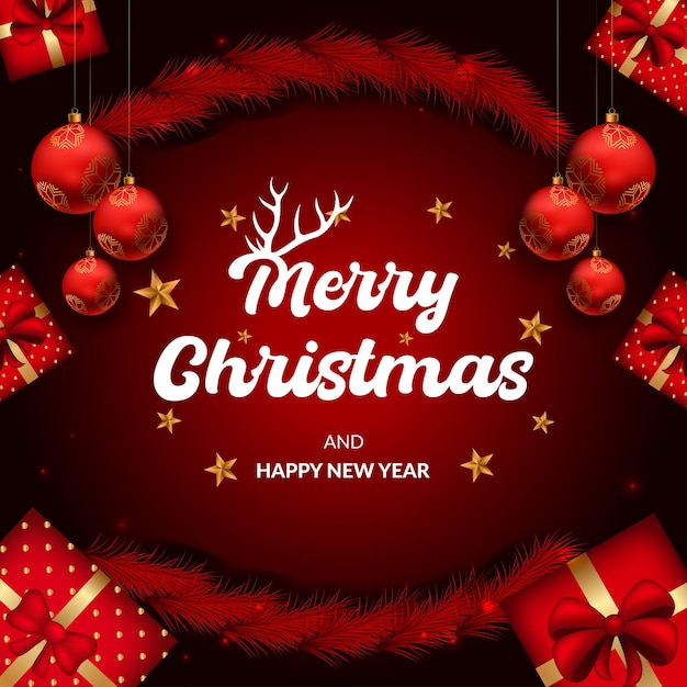 Merry christmas and happy new year promotion banner design vector