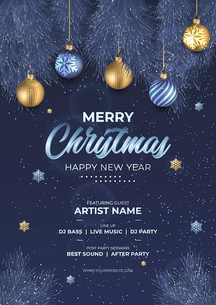 Merry Christmas and Happy New Year Promotion Poster or banner