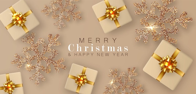 Merry christmas and happy new year realistic background