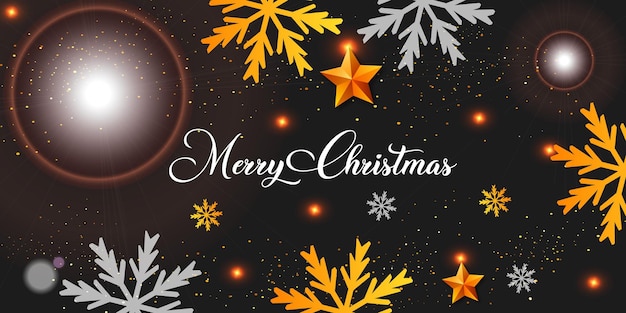 Merry christmas and happy new year realistic christmas black background