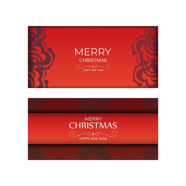 Vector merry christmas and happy new year red color flyer with vintage burgundy ornament