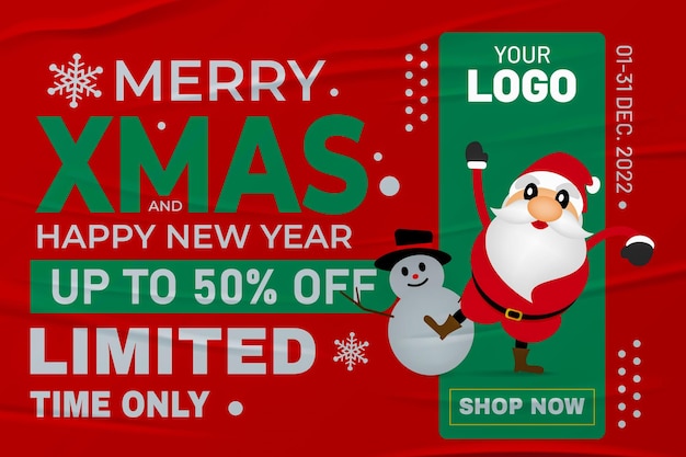 Merry Christmas And Happy New Year Sale banner Dsign Christmas Background vector Illustration