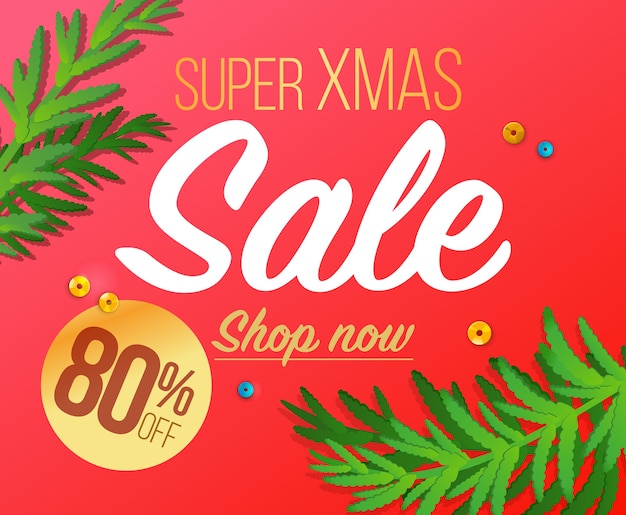 Merry christmas and happy new year sale banner.