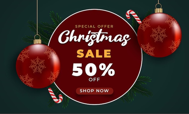 Merry christmas and happy new year sale banner