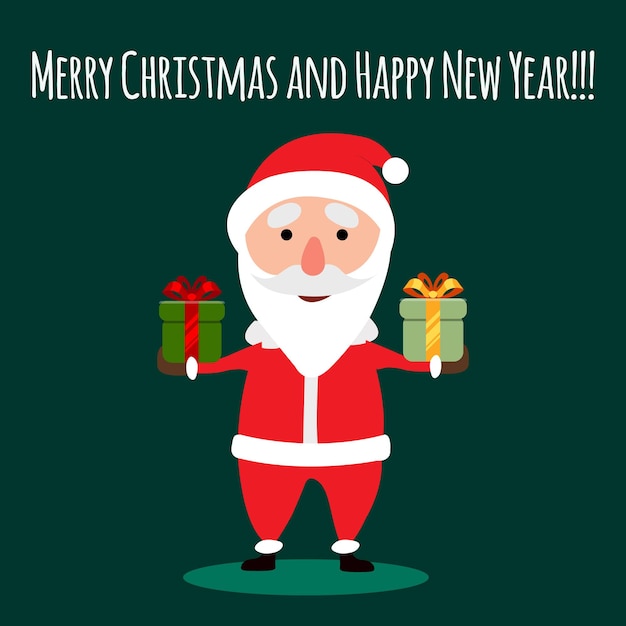 Merry Christmas and Happy New Year Santa Claus gift box