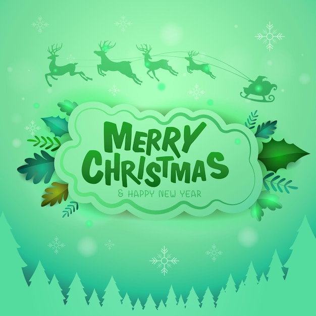 Merry christmas and happy new year santa snowman and rain deer vector