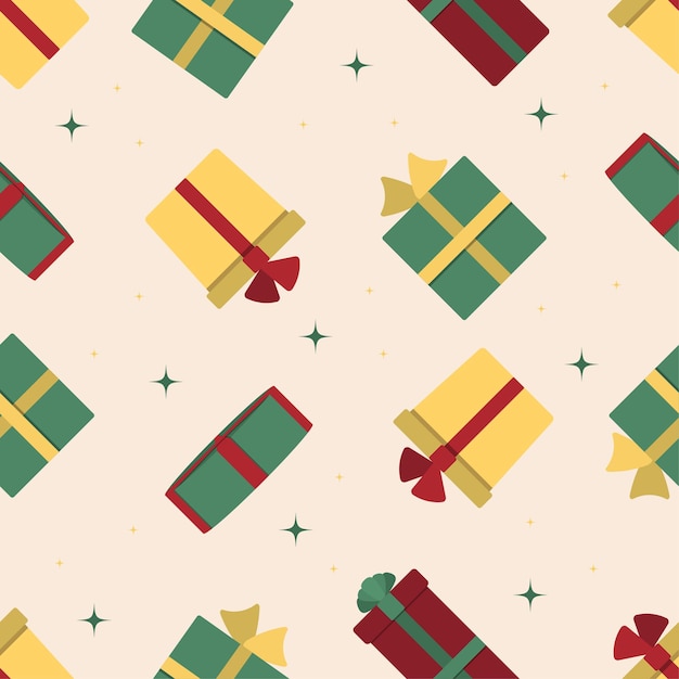 Merry christmas and happy new year seamless pattern with gift boxes