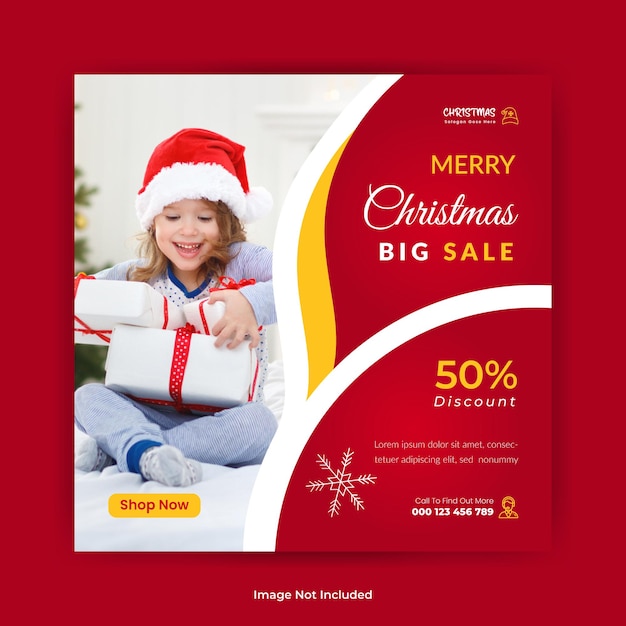 Merry christmas happy new year social media banner  template or christmas sale social media post