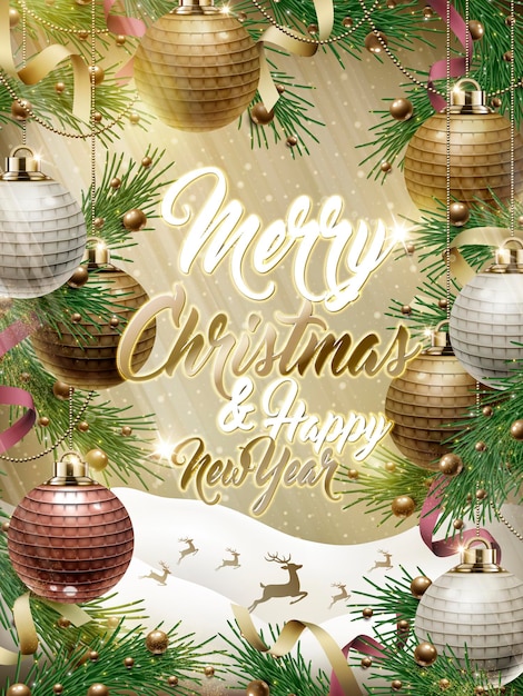 Merry christmas and happy new year template design