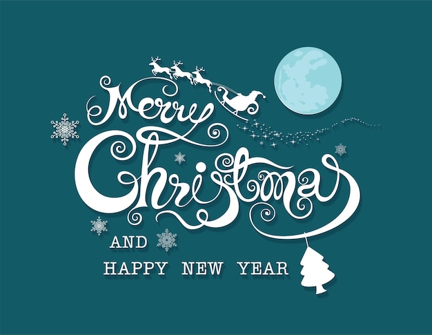 Merry Christmas and happy new year Text design 