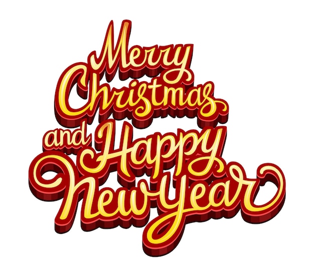 Vector merry christmas and happy new year text