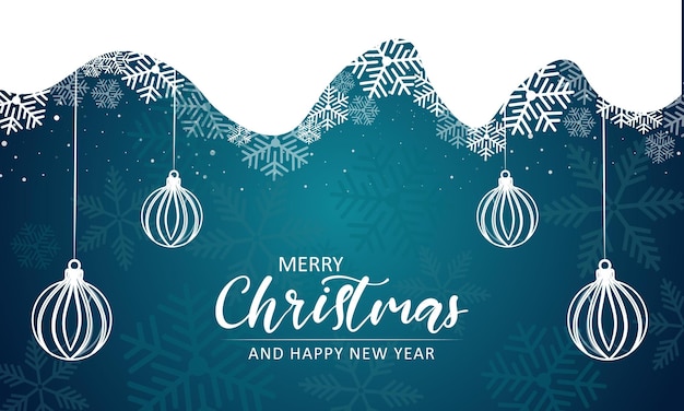 Merry Christmas and Happy New Year Typographical with winter landscape