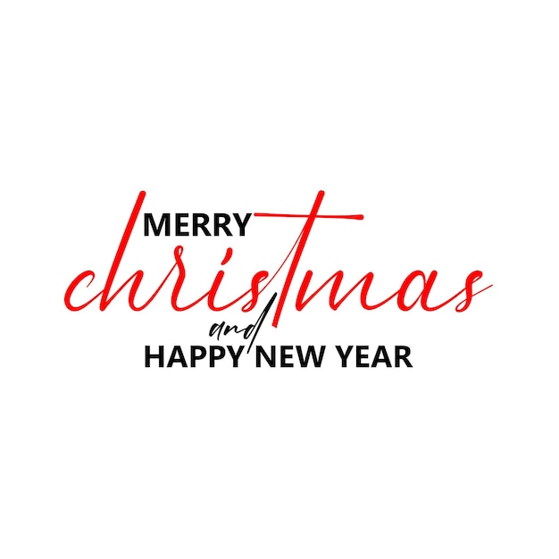 Vector merry christmas and happy new year typography, handwriting font on white isolated background.