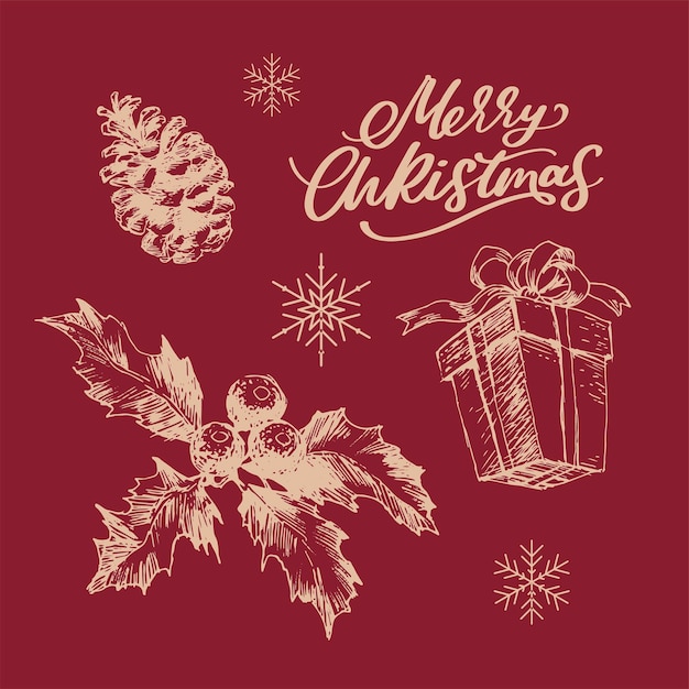 Merry christmas happy new year typography set vector logo emblems text design usable for banners gre