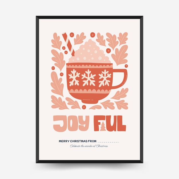 merry christmas and happy new year vertical flyer or poster template modern trendy matisse minimal