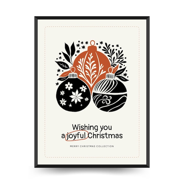 Vector merry christmas and happy new year vertical flyer or poster template modern trendy matisse style