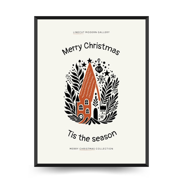 Vector merry christmas and happy new year vertical flyer or poster template modern trendy matisse style