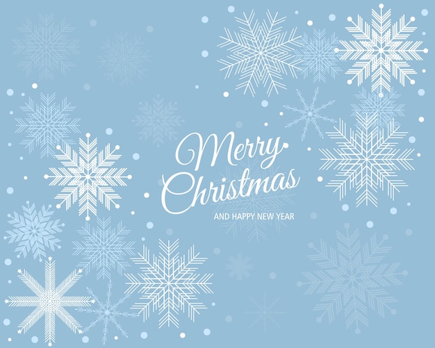 .Merry Christmas and Happy New Year.Winter blue background with snowflakes.Design element.Vector.