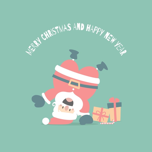 merry christmas and happy new year with cute santa claus and present gift in the winter season