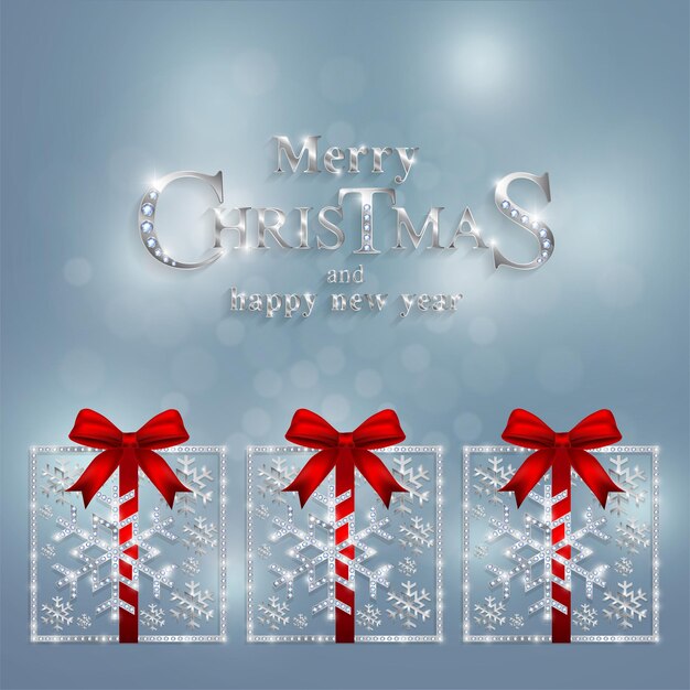 Vector merry christmas and happy new year with gold patterned and crystals on paper color.