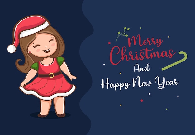 Vector merry christmas and happy new year with santa claus free vector