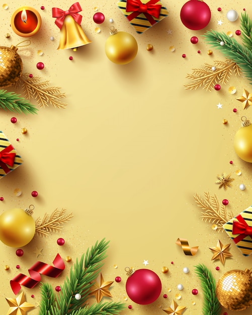 Merry christmas and happy new years golden background