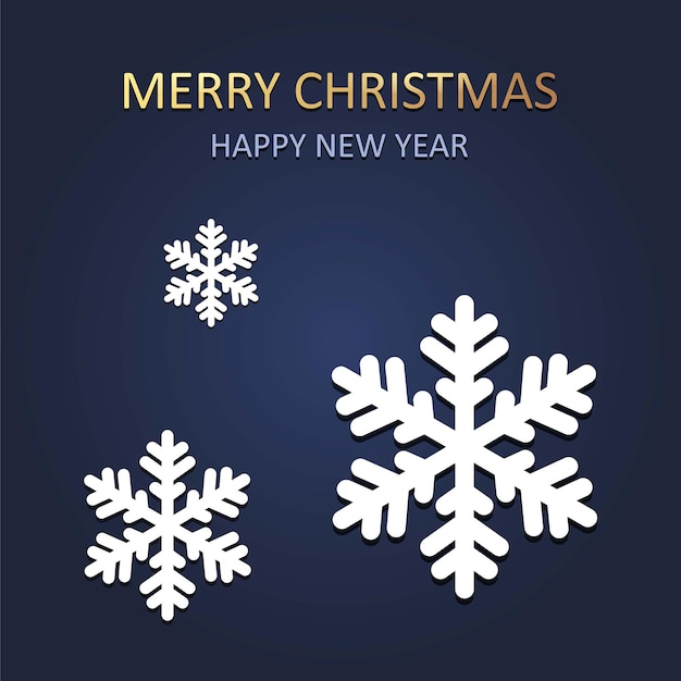 Merry Christmas and Happy New Yer card with snowflakes