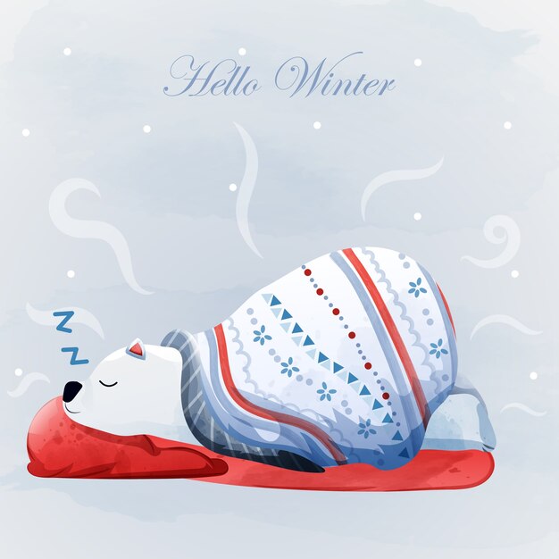 Merry christmas and hello winter with polar bear.