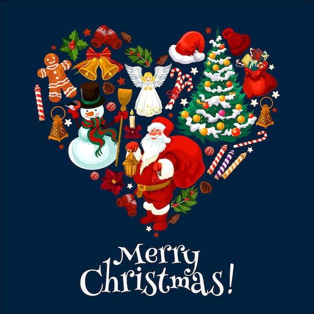 Merry Christmas holiday heart shape