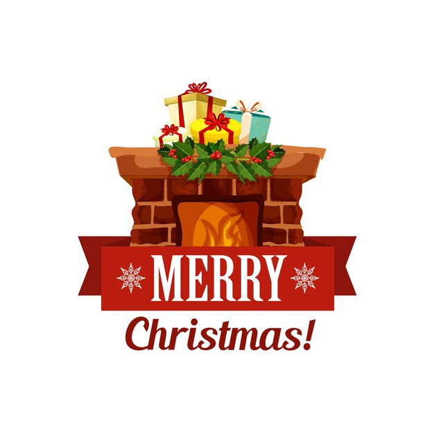 Merry Christmas holiday vector greeting card icon