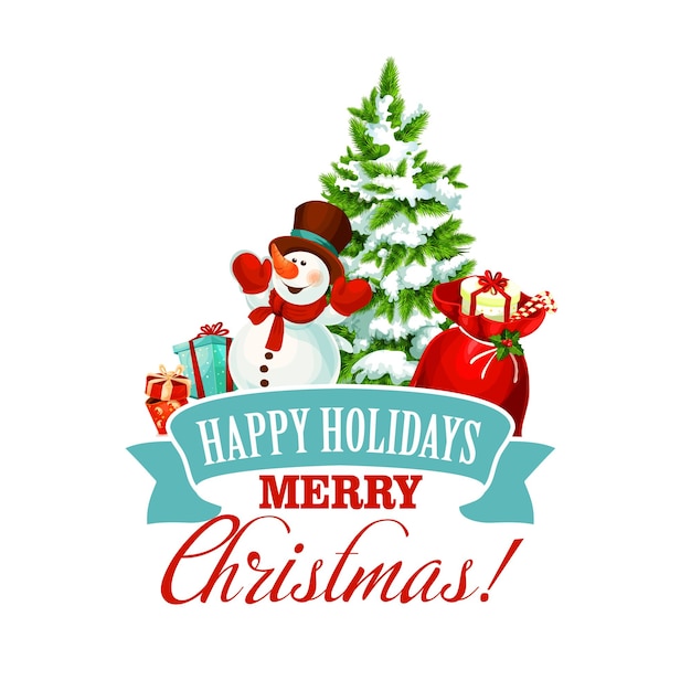 Merry Christmas holiday vector greeting card