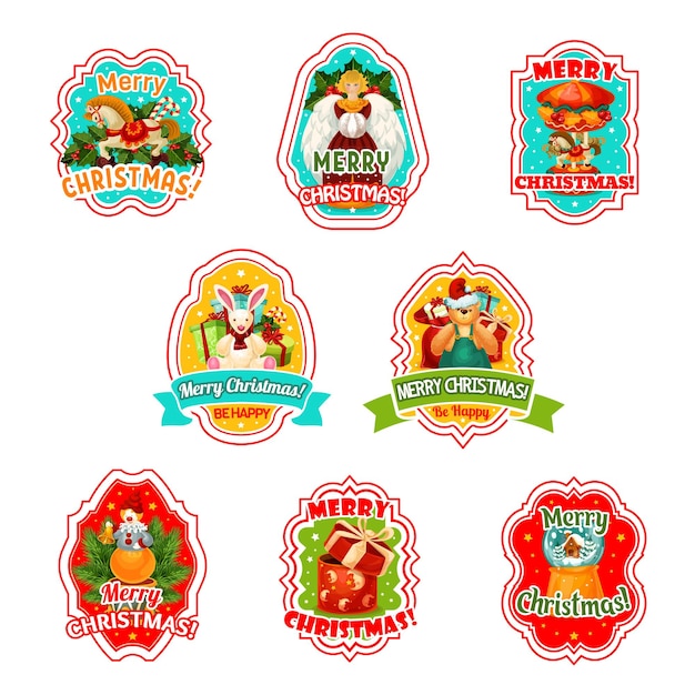 Merry Christmas holiday vector icons
