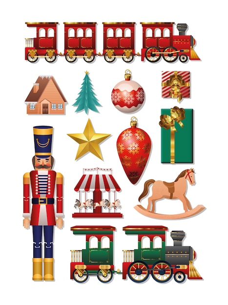 Merry christmas icon set design