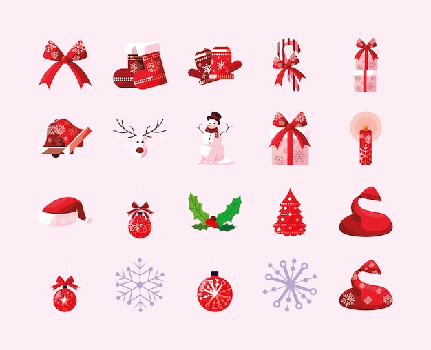 Merry christmas icon set