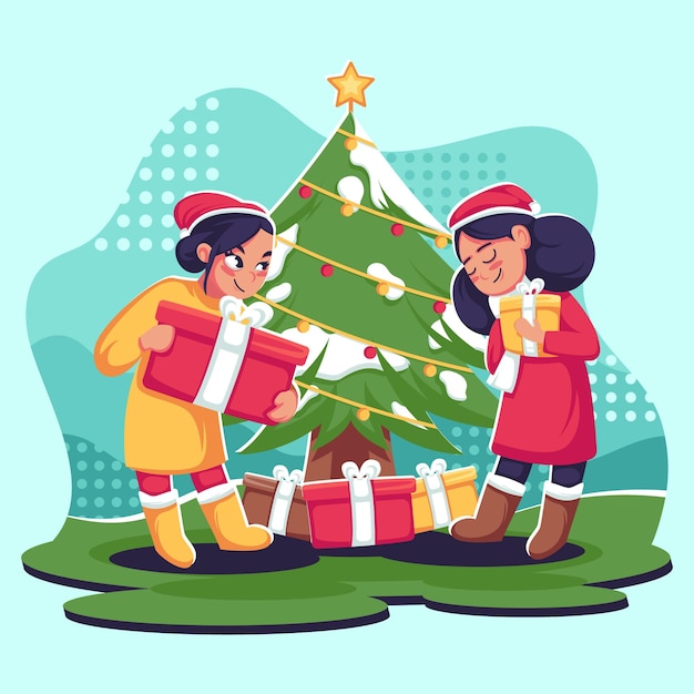 Vector merry christmas illustrations