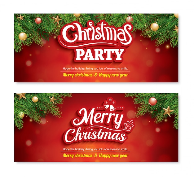 Merry christmas invitation party banner